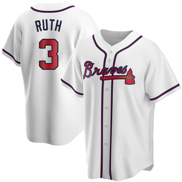 Mens Retro Babe Ruth #3 Boston Braves Baseball Jersey Replica Shirt Size  Large