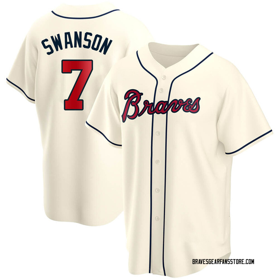 Atlanta Braves #7 Dansby Swanson Alternate Cream Jersey - Cheap