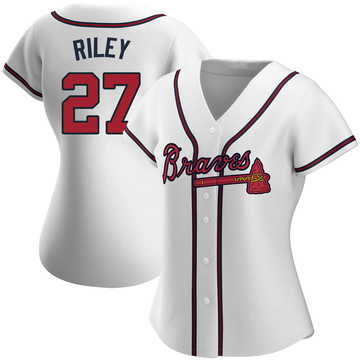 11021 Womens Atlanta Braves AUSTIN RILEY V-Neck Baseball Jersey Shirt Blue  New