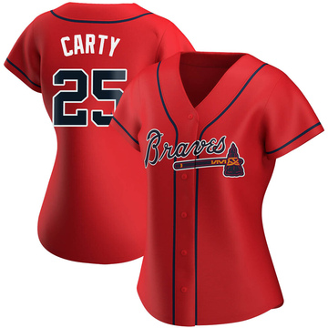 Rico Carty Atlanta Braves Women's Navy Backer Slim Fit Long Sleeve