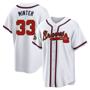 A.J. Minter #33 Atlanta Braves 2023 Season White AOP Baseball Shirt Fanmade