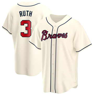 Kooy Babe Ruth #3 Boston Braves Baseball Jersey Men Throwback