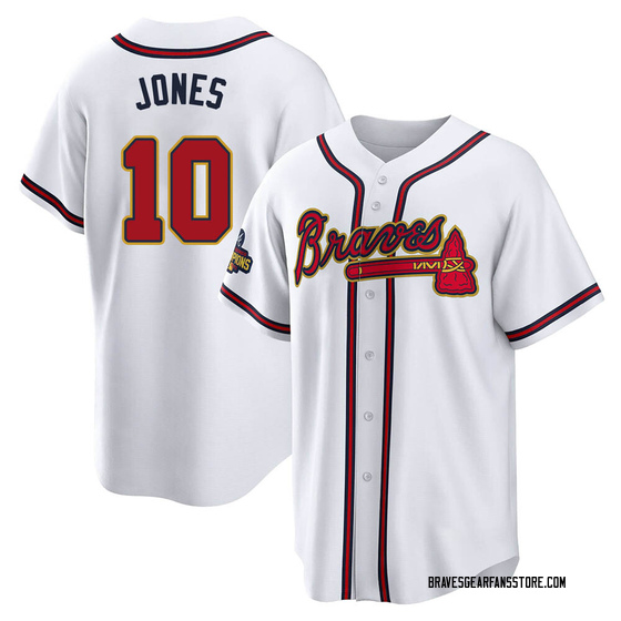 Chipper Jones Men's Atlanta Braves White 2022 Program Jersey - Gold  Authentic